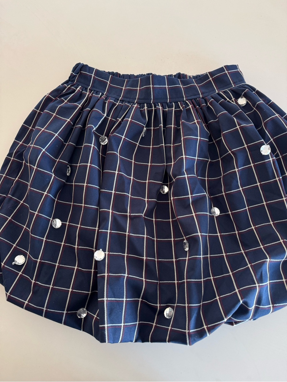 Nwt Sister Jane Navy Windowpane Sequin Bubble Skirt sz S
